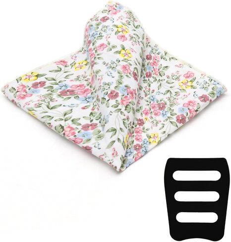 Floral Pocket Squares for Men, Cotton Men's Handkerchief with Pocket Square Holder for Wedding Church Casual Formal in Kuwait