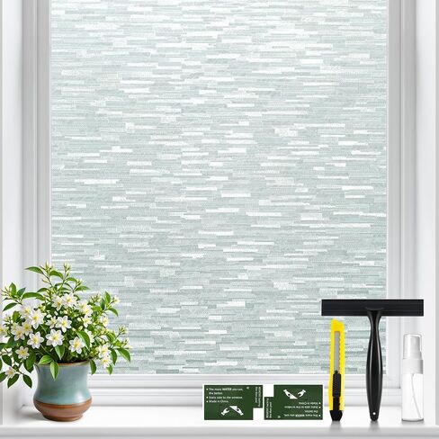 GTJ Frosted Window Privacy Film, Static Cling No Glue Removable Reusable, UV Blocking Glare & Heat Reduction, for Bathroom Glass Door Home Office, 17.5" x 78.7"in in Saudi Arabia