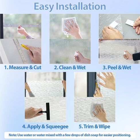 GTJ Frosted Window Privacy Film, Static Cling No Glue Removable Reusable, UV Blocking Glare & Heat Reduction, for Bathroom Glass Door Home Office, 17.5" x 78.7"in in Saudi Arabia