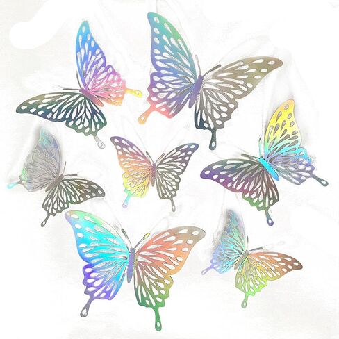 3D Butterfly Wall Stickers Creative Metal Texture Home Decoration Wedding Favor Supplies Hollow(Type D) in Kuwait