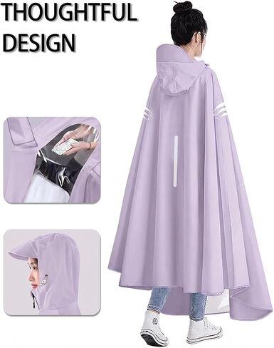 Waterproof Rain Poncho Bike Ebike with Mirror Sleeves Rain Capes Lightweight Compact Reusable for Adults (US, Alpha, 5X-Large, Regular, Long, PURPLE) in Saudi Arabia