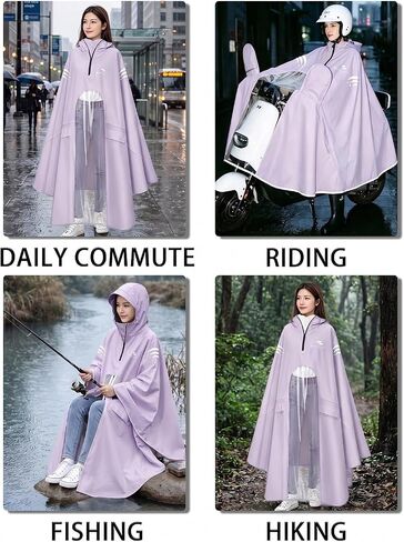 Waterproof Rain Poncho Bike Ebike with Mirror Sleeves Rain Capes Lightweight Compact Reusable for Adults (US, Alpha, 5X-Large, Regular, Long, PURPLE) in Saudi Arabia
