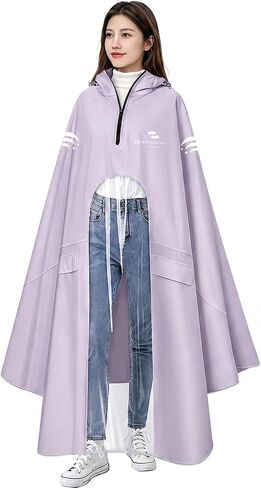 Waterproof Rain Poncho Bike Ebike with Mirror Sleeves Rain Capes Lightweight Compact Reusable for Adults (US, Alpha, 4X-Large, Regular, Long, PURPLE) in Saudi Arabia