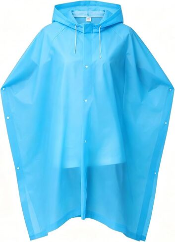 XJHKG Unisex EVA Waterproof Rain Poncho, Reusable Lightweight Hooded Rain Coat for Cycling Commuting Travel in Kuwait