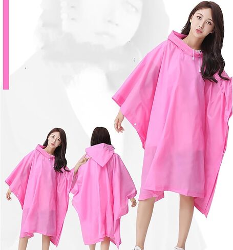 XJHKG Unisex EVA Waterproof Rain Poncho, Reusable Lightweight Hooded Rain Coat for Cycling Commuting Travel in Kuwait