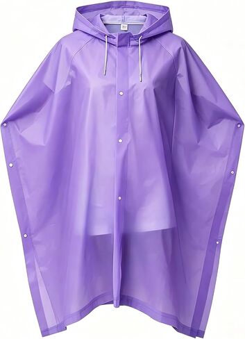 XJHKG Unisex EVA Waterproof Rain Poncho, Reusable Lightweight Hooded Rain Coat for Cycling Commuting Travel in Kuwait