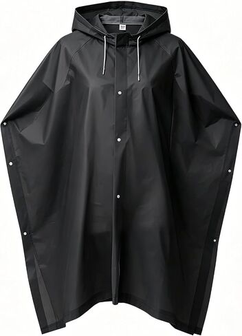 XJHKG Unisex EVA Waterproof Rain Poncho, Reusable Lightweight Hooded Rain Coat for Cycling Commuting Travel in Kuwait
