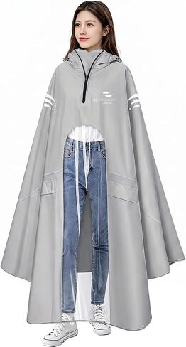 Waterproof Rain Poncho Bike Ebike with Mirror Sleeves Rain Capes Lightweight Compact Reusable for Adults (US, Alpha, 4X-Large, Regular, Long, GREY) in Saudi Arabia