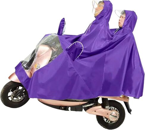 Motorcycle Poncho Oxford Cloth Raincoat for Cycling Riding Rainwear with Hat for Outdoor, Durable Portable Cape for Rider and Passenger (Purple) in Kuwait