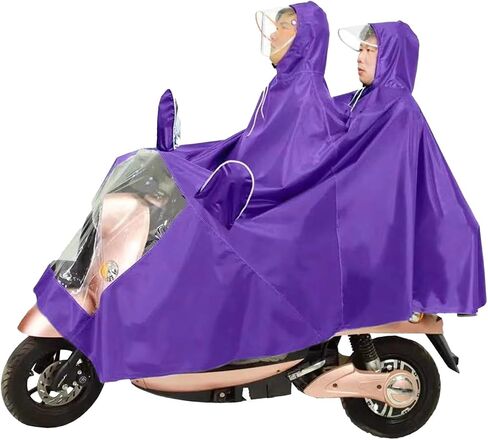 Motorcycle Poncho Oxford Cloth Raincoat for Cycling Riding Rainwear with Hat for Outdoor, Durable Portable Cape for Rider and Passenger (Purple) in Kuwait