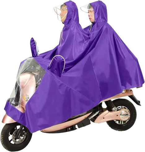 Motorcycle Poncho Oxford Cloth Raincoat for Cycling Riding Rainwear with Hat for Outdoor, Durable Portable Cape for Rider and Passenger (Purple) in Kuwait