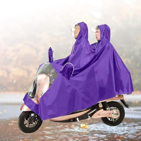 Motorcycle Poncho Oxford Cloth Raincoat for Cycling Riding Rainwear with Hat for Outdoor, Durable Portable Cape for Rider and Passenger (Purple) in Kuwait