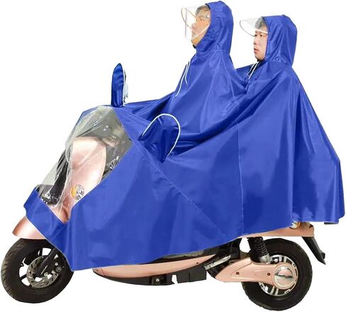 Motorcycle Poncho Oxford Cloth Raincoat for Cycling Riding Rainwear with Hat for Outdoor, Durable Portable Cape for Rider and Passenger (Blue) in Kuwait