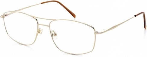 Rectangle Prescription Eyeglass Frames for Men Women - Metal Full Rim - Shiny Gold - 52-19-140 - Lightweight Comfortable Fit in Saudi Arabia