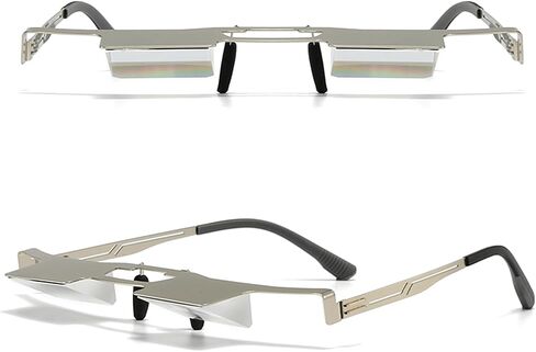 Upgraded Lazy Glasses for Lying Down Bed Watching TV on Sofa 90° Angle Glasses High Definition Prism Glasses Light Metal Frame Periscope Horizontal Eyeglasses Silver in Saudi Arabia