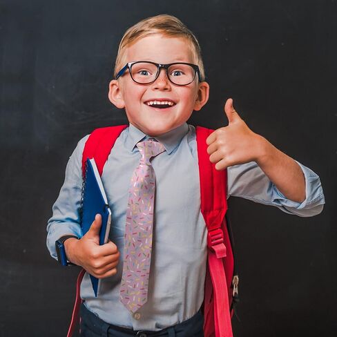 Toddler Size ( Pink Colorful Sprinkles ) Pre-Tied Adjustable Novelty Necktie, Fashion Conversational Neck Strap Ties for Boys and Children, for Wedding Parties Events in Kuwait