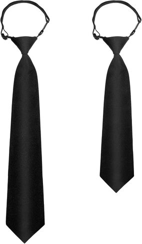 Boys Pre-Tied Necktie 2 Pack – Adjustable Kids Tie for Wedding, Graduation & School Uniform, Solid Black Formal Necktie for Boys, Teens & Men, Comfortable Hook & Loop Closure in Kuwait