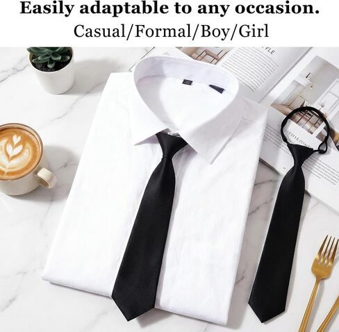 Boys Pre-Tied Necktie 2 Pack – Adjustable Kids Tie for Wedding, Graduation & School Uniform, Solid Black Formal Necktie for Boys, Teens & Men, Comfortable Hook & Loop Closure in Kuwait