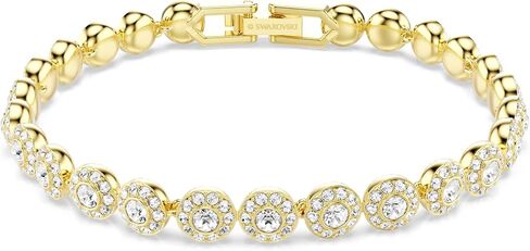 Una Angelic bracelet, Round cut, White, Gold-tSwarovski One plated in Saudi Arabia