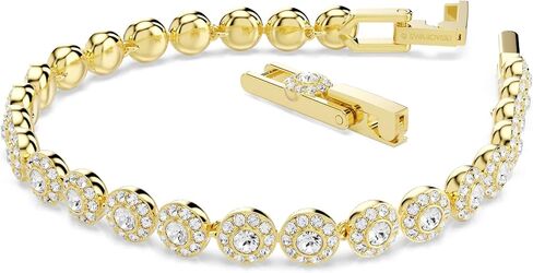 Una Angelic bracelet, Round cut, White, Gold-tSwarovski One plated in Saudi Arabia