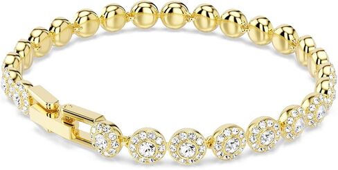 Una Angelic bracelet, Round cut, White, Gold-tSwarovski One plated in Saudi Arabia
