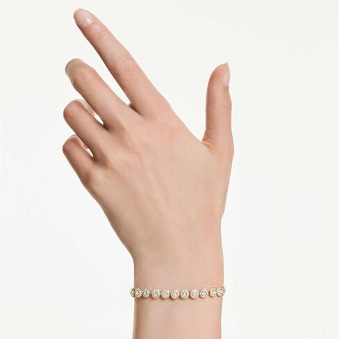 Una Angelic bracelet, Round cut, White, Gold-tSwarovski One plated in Saudi Arabia