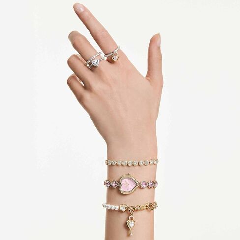 Una Angelic bracelet, Round cut, White, Gold-tSwarovski One plated in Saudi Arabia