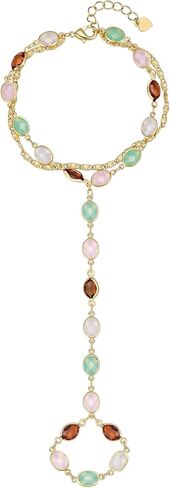 Dainty Gold Hand Chain Bracelets for Women Waterproof,14K Gold Plated Ring Bracelet Hand Chain Set, Adjustable Non Tarnish Hand Chain Stackable Cubic Zirconia Bracelet Summer Fashion Jewelry Gifts in Saudi Arabia