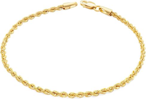 LoveBling 10K Italy Standard Fine Solid Gold Quint Rope Bracelet Width: 2.1 mm in Kuwait