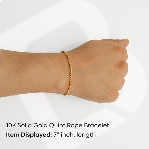 LoveBling 10K Italy Standard Fine Solid Gold Quint Rope Bracelet Width: 2.1 mm in Kuwait