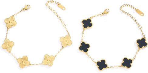 Waterproof Four-Leaf Clover Bracelet,Adjustable Link Double Sided Jewelry, Lovely Fashion Jewelry Gift for Women in Saudi Arabia