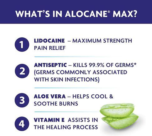 ALCOANE Max Strength Emergency Burn Gel with Antiseptic, 4% lidocainefast Pain Itch Relief for Minor Burns, sunburns, cuts, scrapes, First-Degree Burns, First aid Treatment Burn Care 8.5 Fl Oz in Saudi Arabia