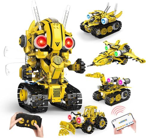5 in 1 STEM RC Robot Building Kit, 673PCS Remote & App Controlled Jets Building Blocks Set, Robotic Technic Creative Toys, DIY Build Science Learning Gift for Boys Girls Age 6 7 8 9 10 11 12+ in Saudi Arabia