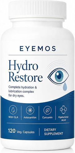 Hydro Restore, Dry Eye Comfort Support with Hyaluronic Acid, GLA, Astaxanthin, Lutein & Zeaxanthin, Tear Film & Dry Air Eye Support, 120 Capsules(1, A) in Kuwait