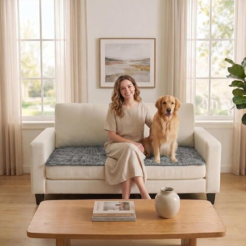 H.VERSAILTEX Chenille Couch Cover for Dogs Washable Soft Chair Armchair Covers Sectional Sofa Cover Non-Slip Thick Couch Furniture Protector Dog Pet Bed Covers(Gray, 28" x 47") in Kuwait