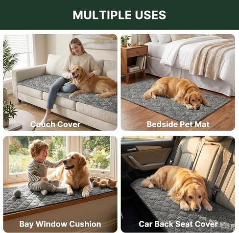 H.VERSAILTEX Chenille Couch Cover for Dogs Washable Soft Chair Armchair Covers Sectional Sofa Cover Non-Slip Thick Couch Furniture Protector Dog Pet Bed Covers(Gray, 28" x 47") in Kuwait