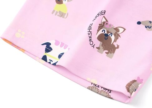 Topgal Girls Summer Pajamas - Coat Style Cute Graphic Prints Button Up Lapel Short Sleeves Kid's 2-Piece PJS Size 6-18 in Saudi Arabia