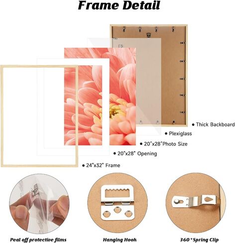 HLiWEGNS Oak 24x32 Frame - Single Frame - Rustic Woodgrain 24 x 32 Poster Frame for Pictures 20x28 with Mat or 24x32 Picture Frame Without Mat for Wall Gallery Display - Ideal Christmas Day in Saudi Arabia