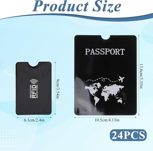 24 PCS RFID Blocking Sleeves for Credit Cards & Passports, 4 Passport Holders & 20pcs Credit Card Protector Sleeves for Travel, Protect Your Credits, Debit, and ID Cards in Kuwait