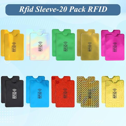 24 PCS RFID Blocking Sleeves for Credit Cards & Passports, 4 Passport Holders & 20pcs Credit Card Protector Sleeves for Travel, Protect Your Credits, Debit, and ID Cards in Kuwait