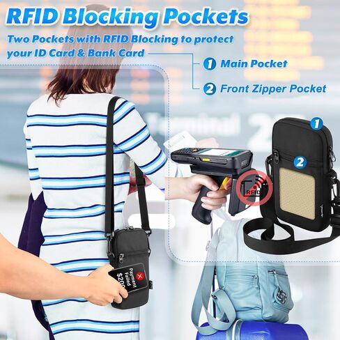 Small Crossbody Bag with RFID Blocking Pocket, Travel Passport Holder Mini Sling Bag with Adjustable Strap, Messenger Crossbody Purse for Women Men in Kuwait