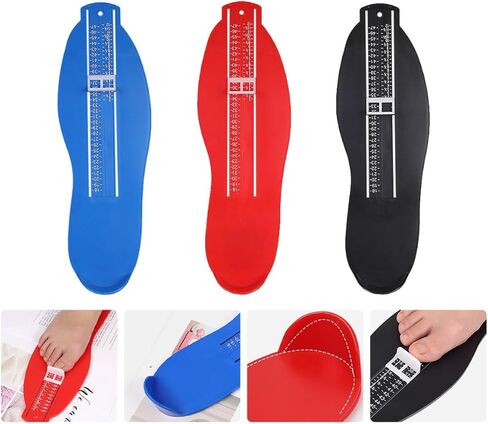 3pcs Foot Length Gauge and Adult Foot Measurer Ruler Tool for Shoe Size Measurement with Red Black Blue Colors for Accurate Shoe Fit in Kuwait