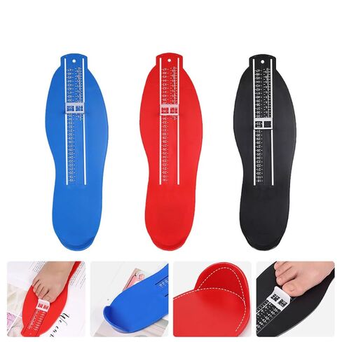 KALLORY 3pcs Adult and Foot Length Gauge Set Non-Slip Shoe Size Measurement Device with Foot Ruler for Accurate Sizing in Red Black and Blue in Kuwait