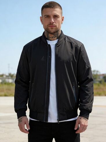 Men's Sporty Baseball Jacket - Daily Wear Street Style, Machine Washable, Trendy Urban Casual Outerwear in Kuwait