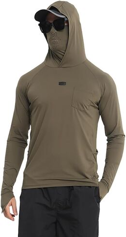 Only Faith Men's Solid Color Quick Drying Sun Protection Lightweight Jacket Outdoor Fishing Sports Hooded Jacket in Kuwait