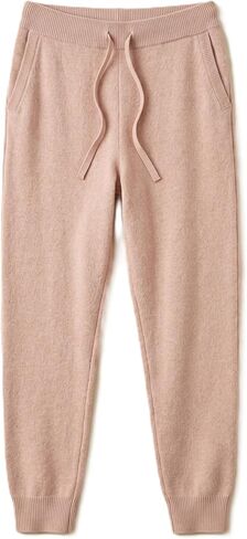 NPIA Certified 100% Cashmere Joggers Women | Undyed 2-Ply 16 Micron Pants | High-Waisted Drawstring Sweatpants in Saudi Arabia