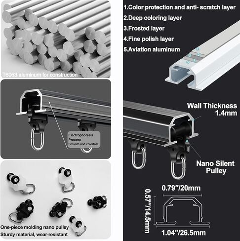 Curtain Tracks and Fittings, Ceilingain Rail Aluminum Invisibleain Track Room Divider Embeddedain Rod for Livingroom,Bedroom/a/4.9Ft/150Cm(B,5.9Ft/180Cm) in Kuwait
