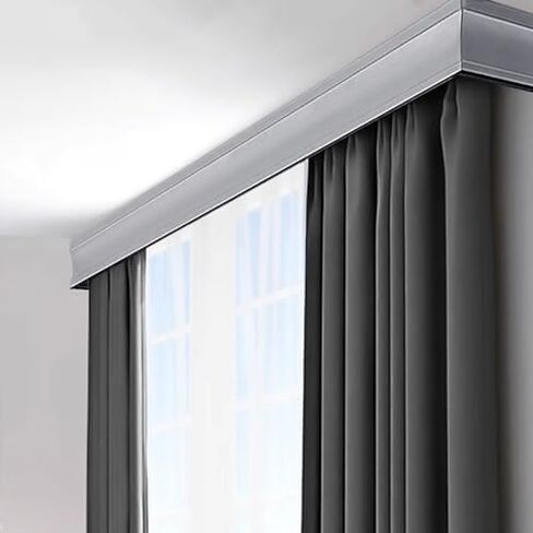 3-in-1 Pelmet Box for Double Track Curtains, Complete with Fittings - Ideal for Living Room & Bedroom Window Treatments (White-Ceiling, 2.4m / 7.9ft) in Kuwait
