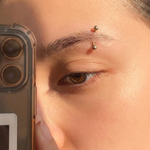 2 Pcs Gold Rook Piercing Jewelry, 16G Threaded Rook Piercing Jewelry, Surgical Steel Eyebrow Rings for Women Men, CZ Tiny Labret Curved Barbell Daith Eyebrows Rings in Saudi Arabia