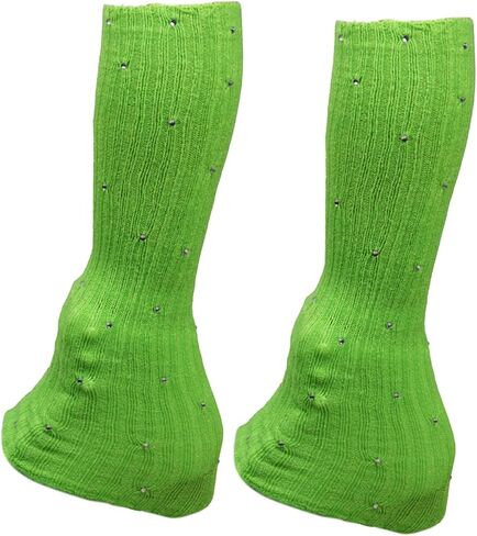 Figure Skating Leg Warmers, Comfortable And Decorative Warm Skating Socks, Knitted Long Leg Warmers for Winter Parties And Dances, Green in Kuwait